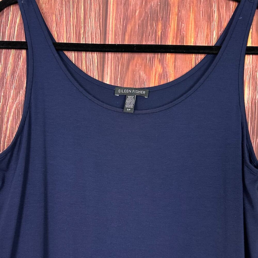 Eileen Fisher Womens Navy Blue Basic Tank Top Staple Stretch Size Small S - Picture 3 of 5